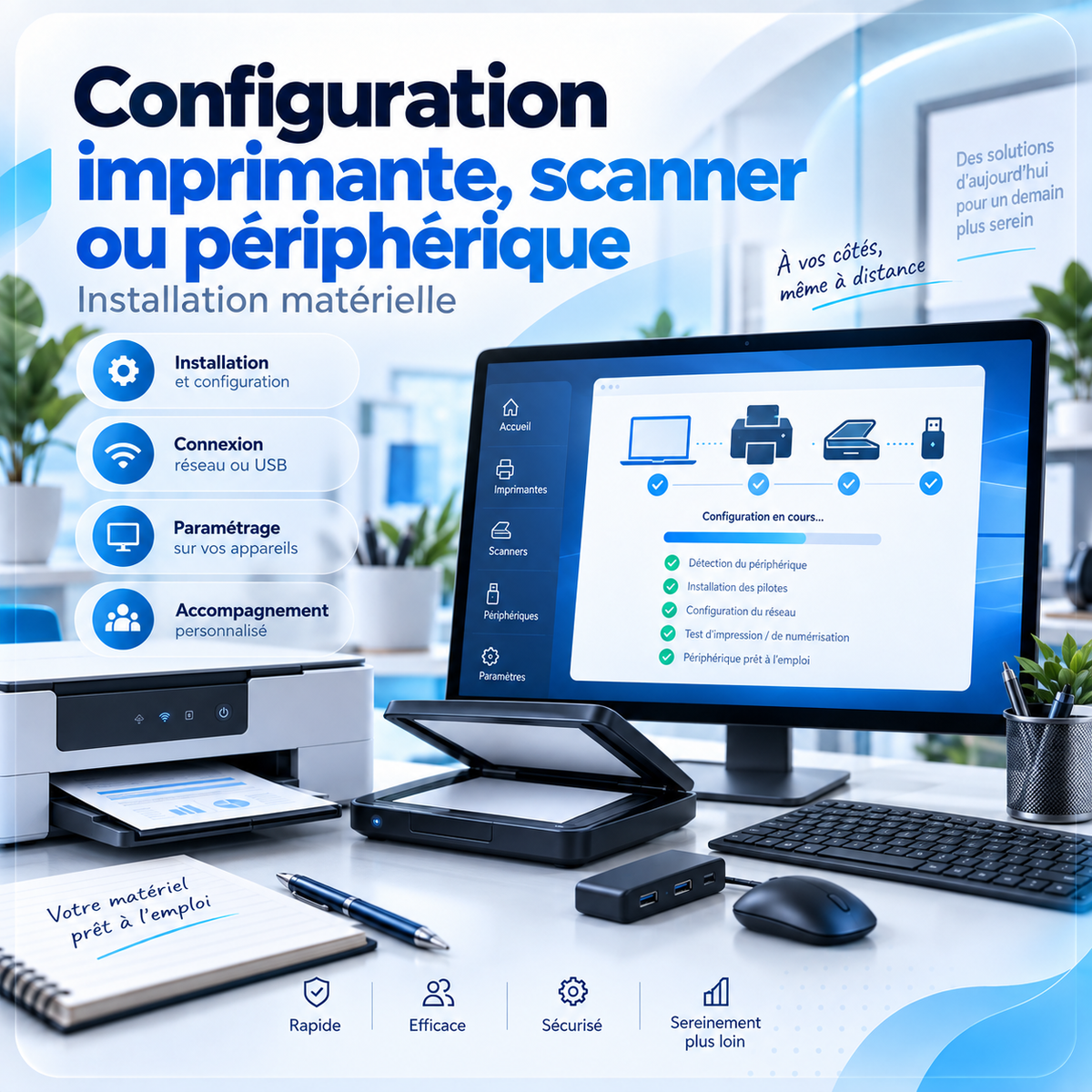 Configuration imprimante, scanner ou périphérique